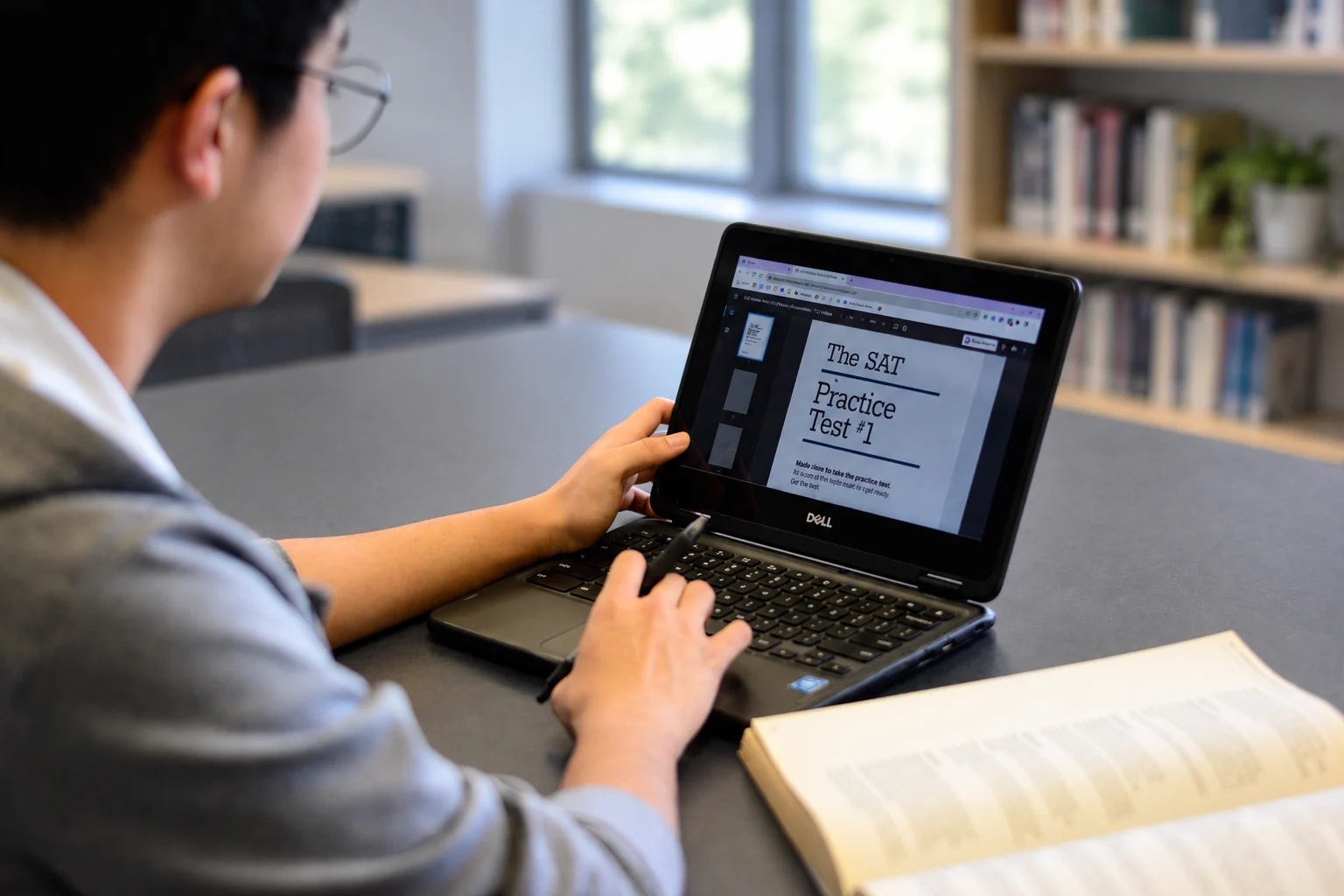A student preparing for the digital SAT with an online tutor