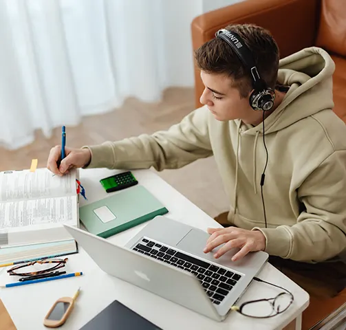 A student preparing for the ACT with an online tutor